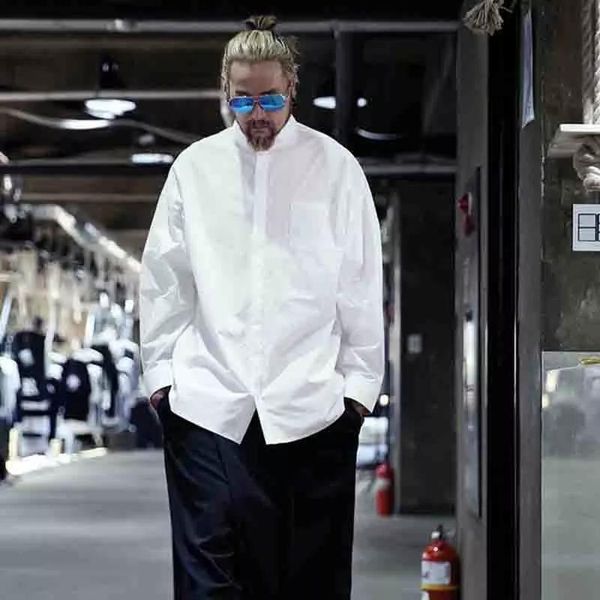 men's casual shirts korean elegant stand collar solid color loose long sleeve shirt versatile personality fashion oversize top, White;black
men's casual shirts korean elegant stand collar solid color loose long sleeve shirt versatile personality fashion oversize top, White;black
