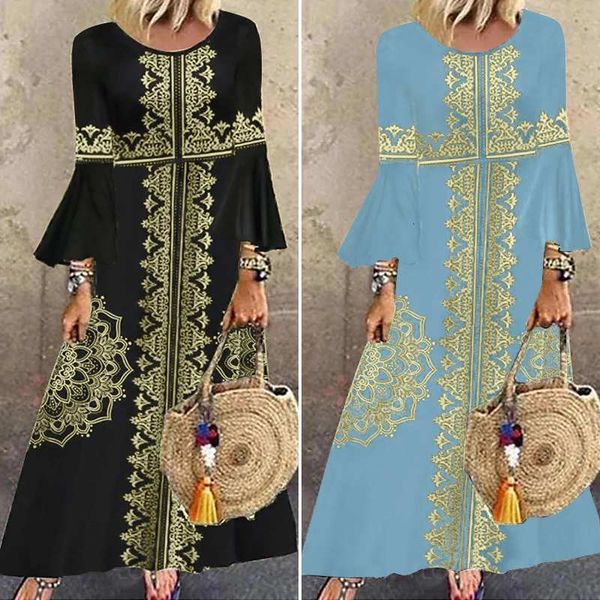 dresses bohemian printed maxi dress women's spring sundress 2021 casual 3/4 flare sleeve vestidos female o neck robe plus size, Black;gray
dresses bohemian printed maxi dress women's spring sundress 2021 casual 3/4 flare sleeve vestidos female o neck robe plus size, Black;gray