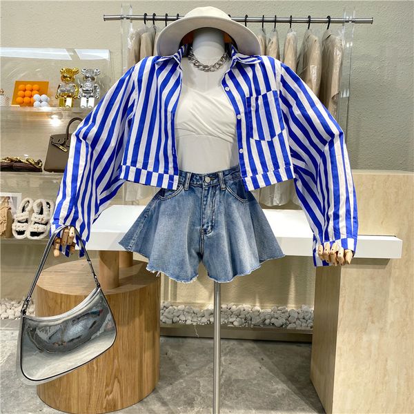 summer vacation color matching vertical stripe single pocket casual long puff sleeve lapel shirt fashion 16w1000 210510, White
summer vacation color matching vertical stripe single pocket casual long puff sleeve lapel shirt fashion 16w1000 210510, White