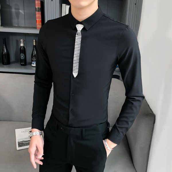 men's casual shirts 3 cores camisas masculinas casuais com gravata manga longa simples primavera novo magro ajuste streetwear plus size, White;black
men's casual shirts 3 cores camisas masculinas casuais com gravata manga longa simples primavera novo magro ajuste streetwear plus size, White;black