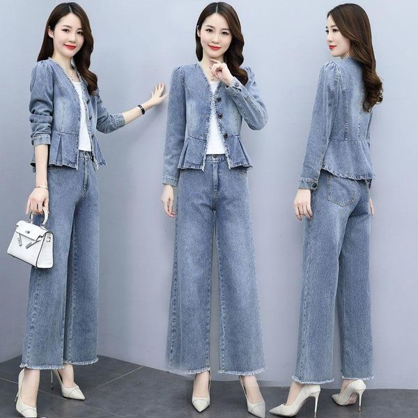 women's two piece pants 2021 socialite graceful and fashion wide-leg jeans two-piece set spring/autumn single breasted womens pant sets, White
women's two piece pants 2021 socialite graceful and fashion wide-leg jeans two-piece set spring/autumn single breasted womens pant sets, White