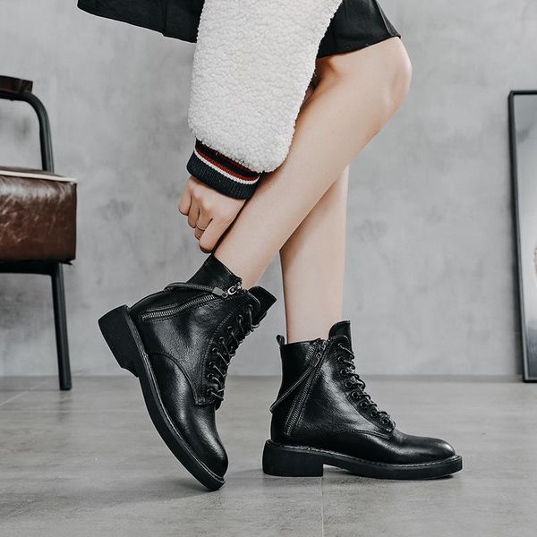 boots perixir ankle women genuine leather autumn short plush round toe lace-up thick bottom black cool girl booties 2021 
boots perixir ankle women genuine leather autumn short plush round toe lace-up thick bottom black cool girl booties 2021