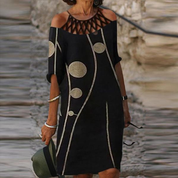 casual dresses summer vintage women elegant mesh hollow out half sleeve beach midi dress ladies chic sundress robe, Black;gray 
casual dresses summer vintage women elegant mesh hollow out half sleeve beach midi dress ladies chic sundress robe, Black;gray