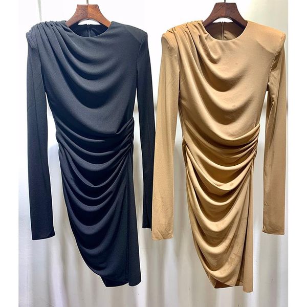casual dresses designer dress for women o-neck long sleeve pleated mini lady 2021, Black;gray
casual dresses designer dress for women o-neck long sleeve pleated mini lady 2021, Black;gray