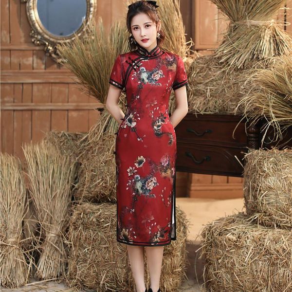 rayon printed mandarin collar cheongsam chinese traditional classic women qipao short sleeve weeding party dress ethnic clothing, Red
rayon printed mandarin collar cheongsam chinese traditional classic women qipao short sleeve weeding party dress ethnic clothing, Red