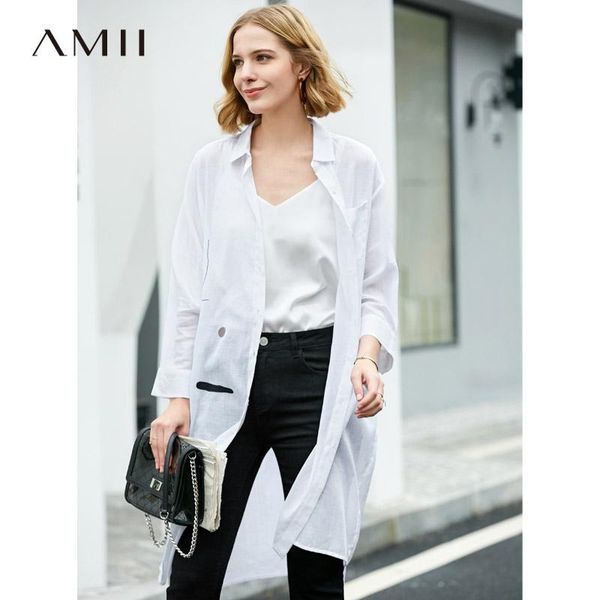 women's blouses & shirts amii minimalist collar blouse autumn women solid loose with belt female long shirt 11940011, White
women's blouses & shirts amii minimalist collar blouse autumn women solid loose with belt female long shirt 11940011, White