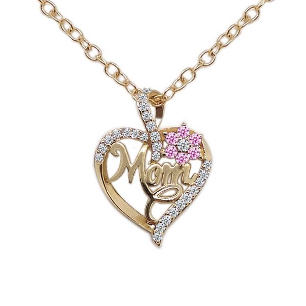 new love flower mom diamond zircon necklace simple pendant clavicle chain, Silver 
new love flower mom diamond zircon necklace simple pendant clavicle chain, Silver