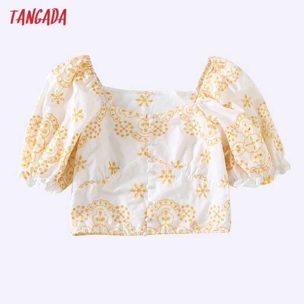 tangada women retro yellow hollow embroidery romantic blouse shirt puff short sleeve chic female shirt 6h102 210609, White
tangada women retro yellow hollow embroidery romantic blouse shirt puff short sleeve chic female shirt 6h102 210609, White