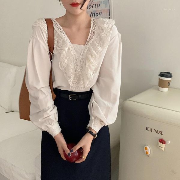 comel2021 white chic v-neck sweet gentle blouses streetwear all match stylish lace lantern sleeves shirts women's &
comel2021 white chic v-neck sweet gentle blouses streetwear all match stylish lace lantern sleeves shirts women's &