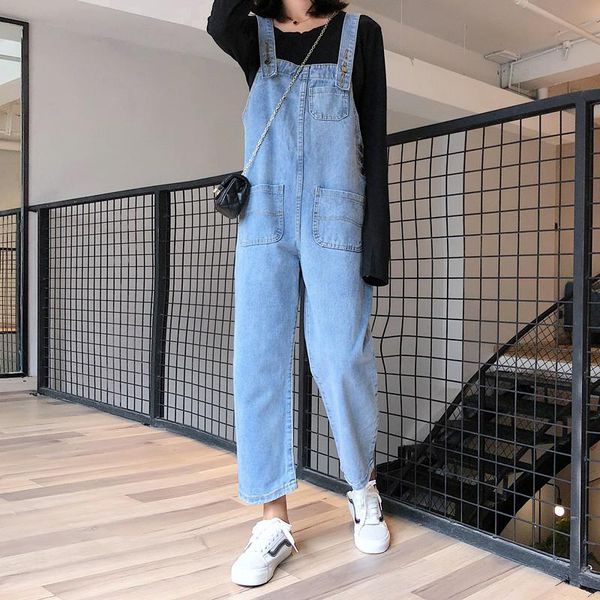 women's jeans lyjmtdbk2021 autumn college wind denim sling female students wild washed loose pockets nine points straight pants jumpsui, Blue
women's jeans lyjmtdbk2021 autumn college wind denim sling female students wild washed loose pockets nine points straight pants jumpsui, Blue