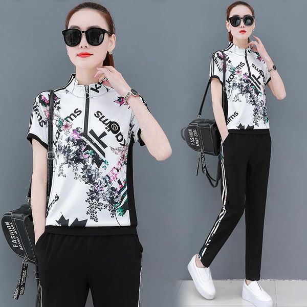 summer 2 piece set fashion korean printed slim short sleeve trousers women two casual clothes pink white black dress
summer 2 piece set fashion korean printed slim short sleeve trousers women two casual clothes pink white black dress