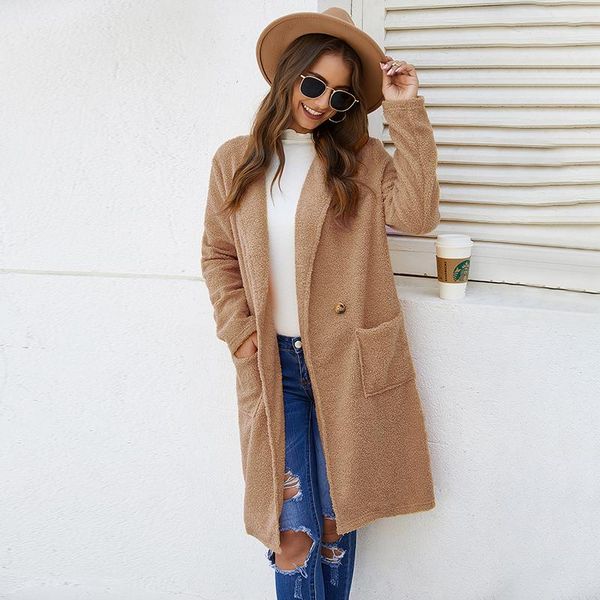 women's wool & blends fashion yellow woolen coat jackets for women winter pockets long outwear soft female clothes office ladies street, Black
women's wool & blends fashion yellow woolen coat jackets for women winter pockets long outwear soft female clothes office ladies street, Black
