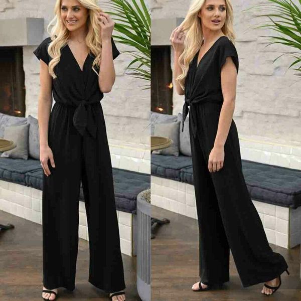women's jumpsuits & rompers women jumpsuit summer playsuit romper v neck short sleeve casual long pants, Black;white
women's jumpsuits & rompers women jumpsuit summer playsuit romper v neck short sleeve casual long pants, Black;white