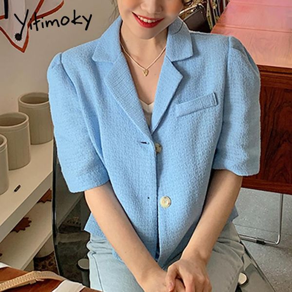 yitimoky elegant woman jacket notched puff short sleeve 2021 summer fashion korean single breasted office solid loose blazers women's s, White;black
yitimoky elegant woman jacket notched puff short sleeve 2021 summer fashion korean single breasted office solid loose blazers women's s, White;black