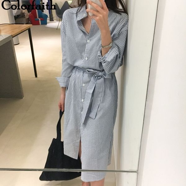 colorfaith 2021 women dresses spring summer elegant casual striped shirt dress cotton and linen lace up single breated 210319, Black;gray
colorfaith 2021 women dresses spring summer elegant casual striped shirt dress cotton and linen lace up single breated 210319, Black;gray