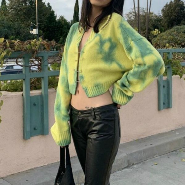 women's knits & tees fashion sweatshirt brooch casual cardigan sweater 2021 autumn women tie dye sweaters vintage yellow green pullover, White
women's knits & tees fashion sweatshirt brooch casual cardigan sweater 2021 autumn women tie dye sweaters vintage yellow green pullover, White