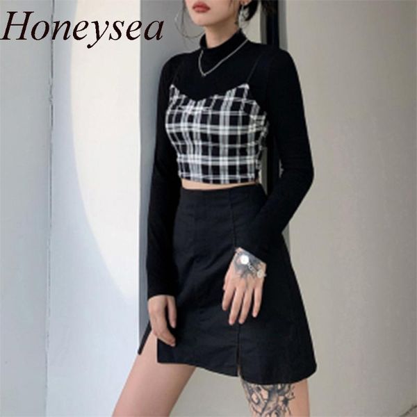 women's t-shirt y2k e-girl plaid black crop harajuku streetwear two piece outfit turtleneck t shirt long sleeve t-shirts 90s vintage t, White
women's t-shirt y2k e-girl plaid black crop harajuku streetwear two piece outfit turtleneck t shirt long sleeve t-shirts 90s vintage t, White