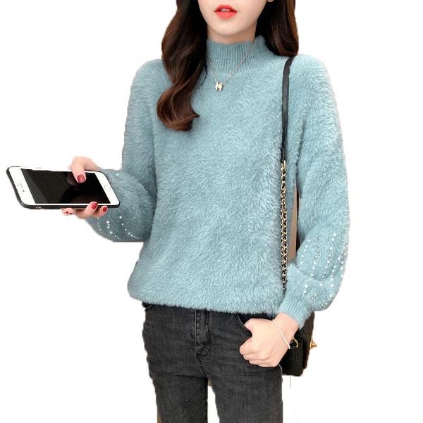 zuolunouba winter 2021 mink velvet women sweater lazy beaded loose knitted thickened sweet bubble sleeve ladies pullover women's sweate, White;black
zuolunouba winter 2021 mink velvet women sweater lazy beaded loose knitted thickened sweet bubble sleeve ladies pullover women's sweate, White;black