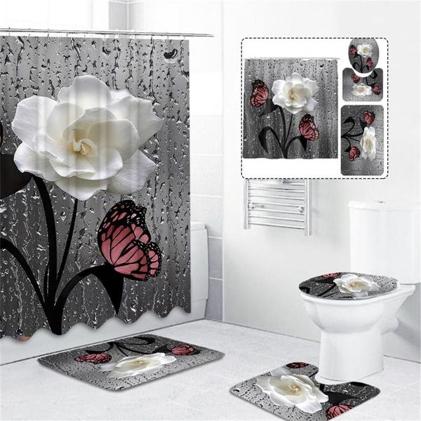 shower curtains 3d butterfly flower waterproof curtain fabric rose bathroom set non-slip rug toilet lid cover and bath mat
shower curtains 3d butterfly flower waterproof curtain fabric rose bathroom set non-slip rug toilet lid cover and bath mat