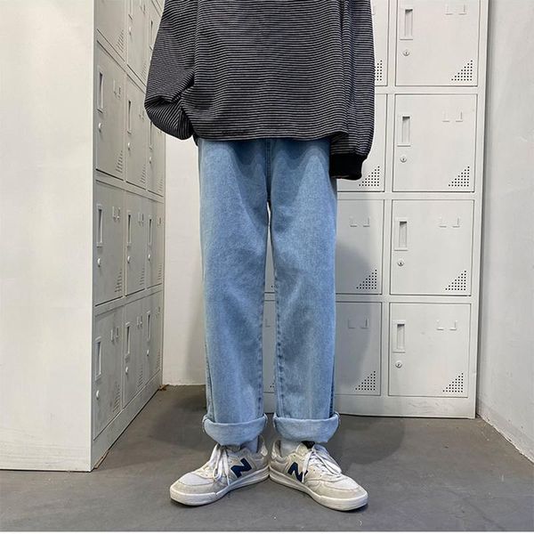 men's jeans spring hong kong fashion korean washed loose straight casual pants solid, Blue
men's jeans spring hong kong fashion korean washed loose straight casual pants solid, Blue