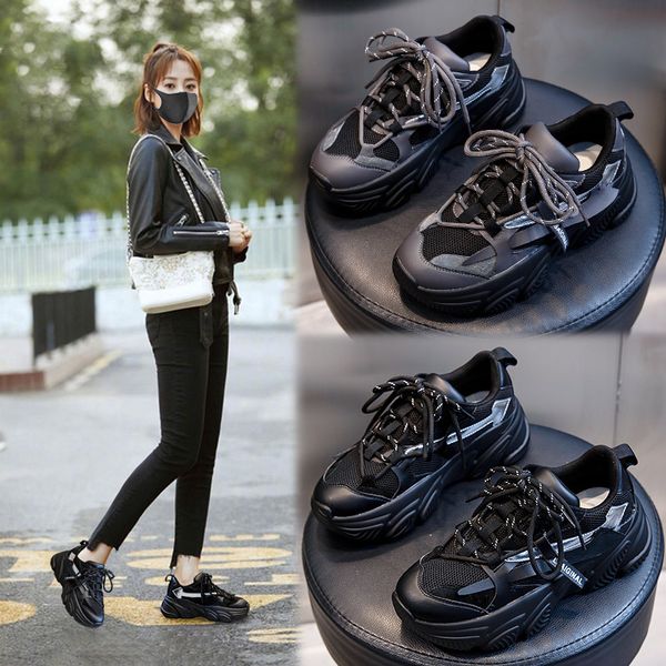 sports shoes women's autumn and winter thick soled increased leather lace up leisure ins dad's fashion, Black;white
sports shoes women's autumn and winter thick soled increased leather lace up leisure ins dad's fashion, Black;white