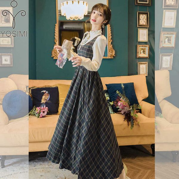 yosimi autumn winter vintage plaid long women dress fake set vestidos embroidery sleeve evening party elegant 210604, Black;gray
yosimi autumn winter vintage plaid long women dress fake set vestidos embroidery sleeve evening party elegant 210604, Black;gray