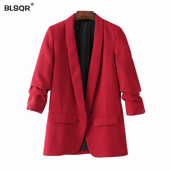 blsqr red chiffon formal blazer women's business suit slim long-sleeve jacket s office for women clothes 210430, White;black
blsqr red chiffon formal blazer women's business suit slim long-sleeve jacket s office for women clothes 210430, White;black