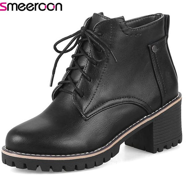 boots smeeroon fashion platform shoes round toe ankle for women autumn winter high heels big size 33-43, Black
boots smeeroon fashion platform shoes round toe ankle for women autumn winter high heels big size 33-43, Black