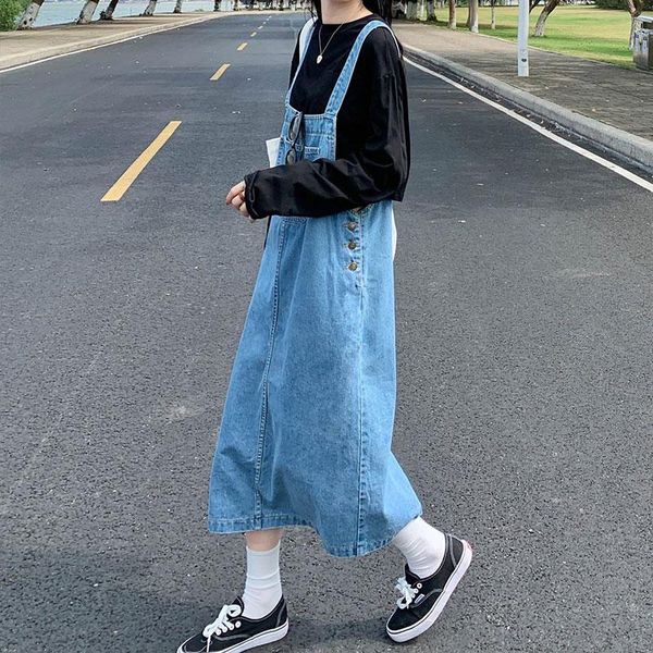 casual dresses 2021 denim strap dress long women a-line loose fashion autumn female, Black;gray
casual dresses 2021 denim strap dress long women a-line loose fashion autumn female, Black;gray