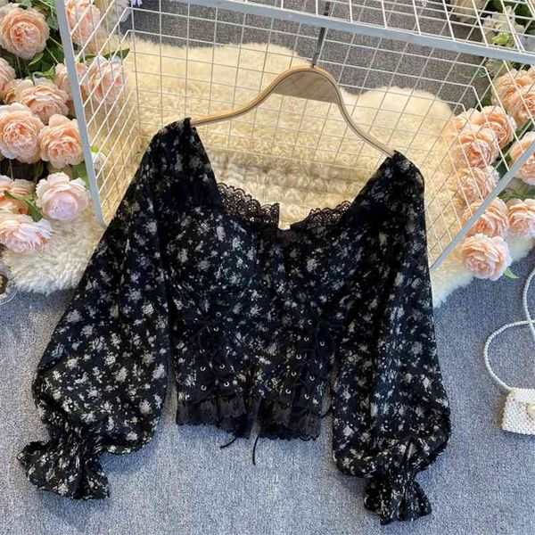 women blouse spring shirt sweet lace square collar tie waist crop short puff sleeve female d014 210507, White
women blouse spring shirt sweet lace square collar tie waist crop short puff sleeve female d014 210507, White