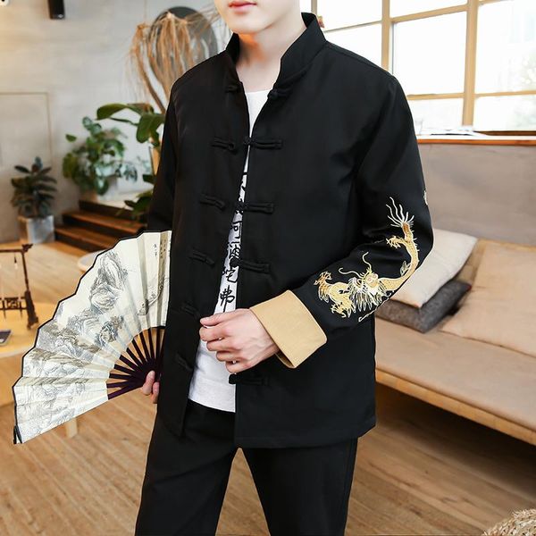men's tracksuits chinese tunic suit dragon embroidery hanfu autumn sets retro large size tang jacket pants mens button buckle, Gray
men's tracksuits chinese tunic suit dragon embroidery hanfu autumn sets retro large size tang jacket pants mens button buckle, Gray