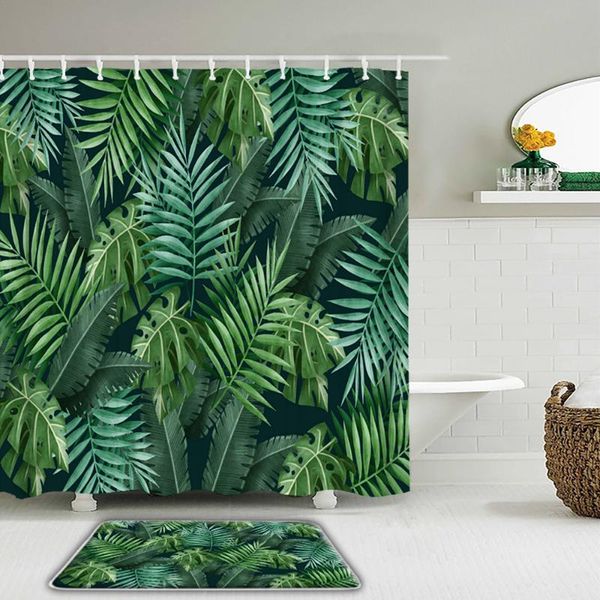 shower curtains 2pcs/set tropical green plant palm leaf curtain set bath waterproof fabric with bathroom toilet non-slip mat
shower curtains 2pcs/set tropical green plant palm leaf curtain set bath waterproof fabric with bathroom toilet non-slip mat
