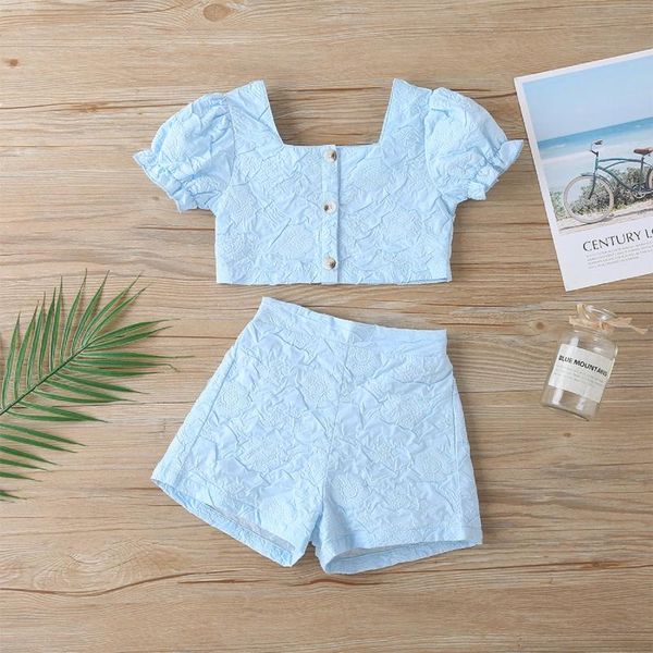 2pcs toddler summer outfit, solid color square collar short sleeves blouse + high-waist shorts suit for small girls clothing sets, White
2pcs toddler summer outfit, solid color square collar short sleeves blouse + high-waist shorts suit for small girls clothing sets, White