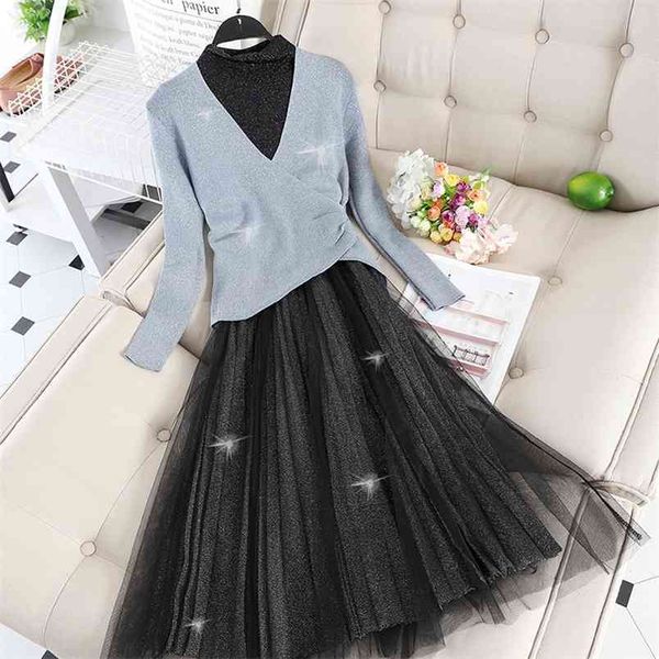 spring autumn women's sets pleated skirt two-piece korean style slim net yarn dress female ll825 210506, White
spring autumn women's sets pleated skirt two-piece korean style slim net yarn dress female ll825 210506, White