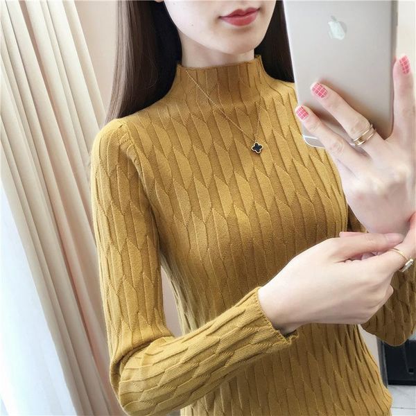 women's sweaters 2021 korean autumn and winter half high neck pullover vertical stripes solid color sweater slim bottoming, White;black
women's sweaters 2021 korean autumn and winter half high neck pullover vertical stripes solid color sweater slim bottoming, White;black