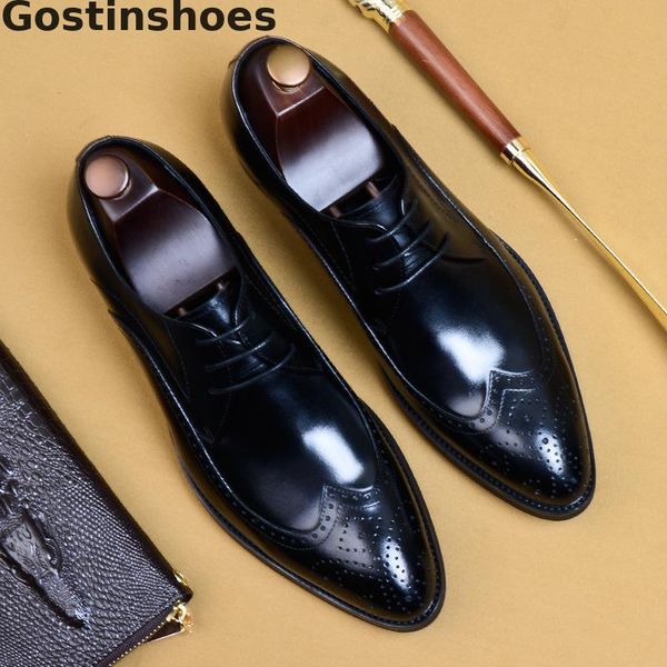 dress shoes men derby black brown genuine leather mens lace-up pointed toe wing tip cut-out breathable wedding
dress shoes men derby black brown genuine leather mens lace-up pointed toe wing tip cut-out breathable wedding