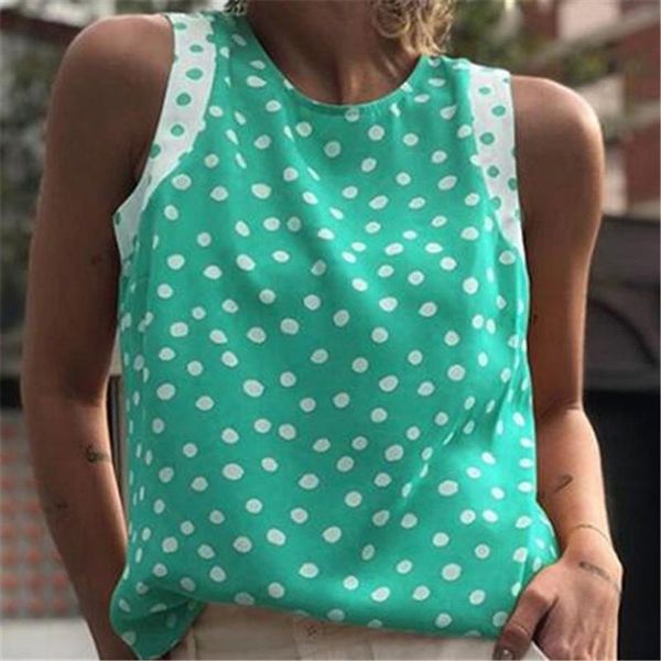 women's tanks & camis summer sleeveless dots printing color matching round neck vest ladies polka dot print loose vests, White
women's tanks & camis summer sleeveless dots printing color matching round neck vest ladies polka dot print loose vests, White