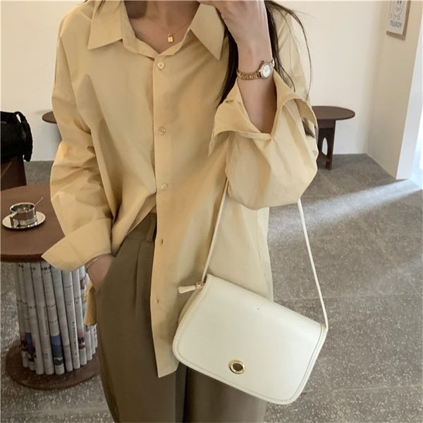 women's blouses & shirts korean elegance oversize loose stylish new brief outwear full sleeves all match summer solid top, White
women's blouses & shirts korean elegance oversize loose stylish new brief outwear full sleeves all match summer solid top, White