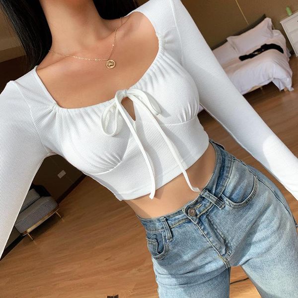 women's t-shirt elegant square collar bandage long sleeve white sweet crop shirt drawstring elastic casual korean fashion
women's t-shirt elegant square collar bandage long sleeve white sweet crop shirt drawstring elastic casual korean fashion