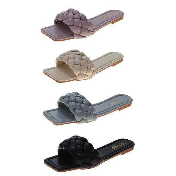 slippers lady square head slipper woven vamp soft bottom flip flop pu sandals woman flat shoes open-toed summer, Black
slippers lady square head slipper woven vamp soft bottom flip flop pu sandals woman flat shoes open-toed summer, Black