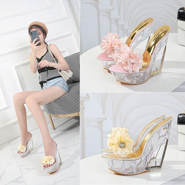 dress shoes summer women pvc transparent flowers waterproof platform sandals wedge open-toed pumps office high heels, Black
dress shoes summer women pvc transparent flowers waterproof platform sandals wedge open-toed pumps office high heels, Black