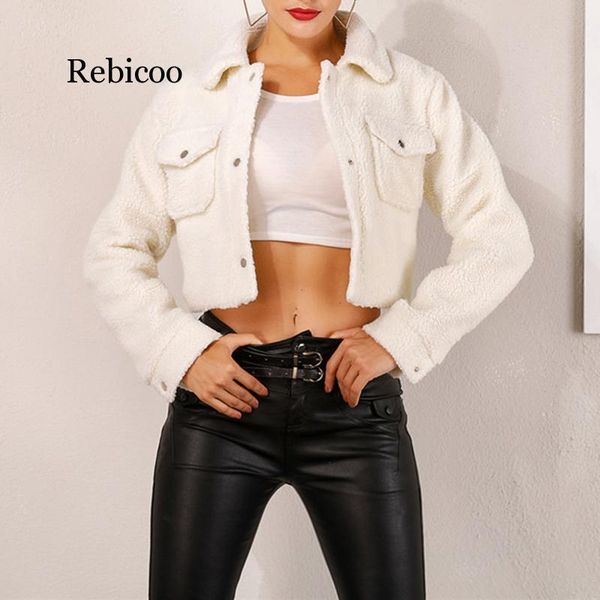 women's jackets rebicoo autumn long sleeve button crop female casual pocket overcoat faux lambswool lapel women basic coat, Black;brown
women's jackets rebicoo autumn long sleeve button crop female casual pocket overcoat faux lambswool lapel women basic coat, Black;brown
