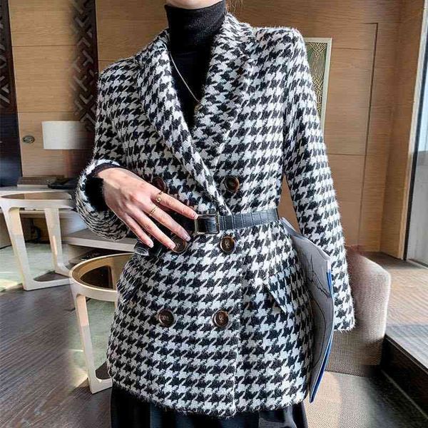 women's jackets temperament small suit houndstooth woolen coat thickened autumn and winter jacket with waist bag lvmn, Black;brown
women's jackets temperament small suit houndstooth woolen coat thickened autumn and winter jacket with waist bag lvmn, Black;brown