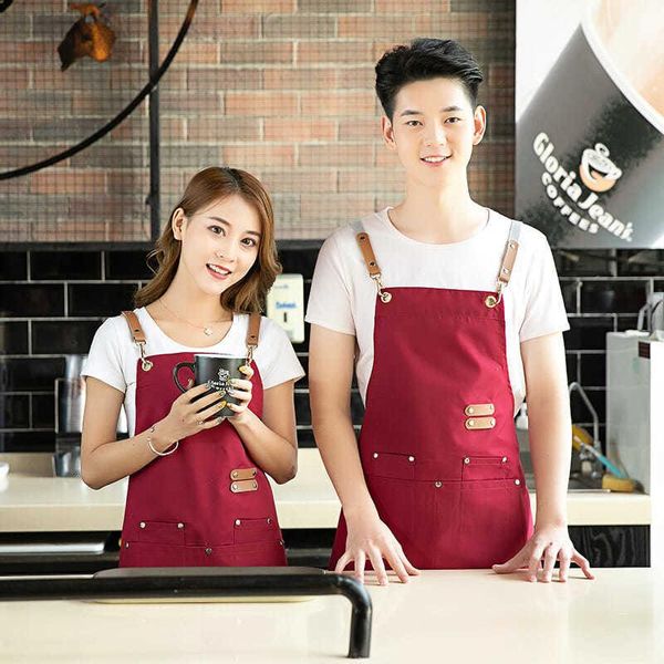 nail art kits 1piece korean fashion canvas apron milk tea coffee restaurant cake shop baking work clothes