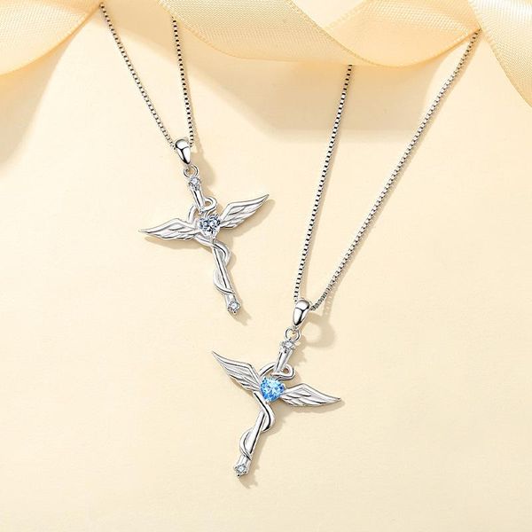 pendant necklaces 2021 fall angel cross necklace for women fashion jewelry blue zircon exquisite accessories gift divino niño jesus, Silver
pendant necklaces 2021 fall angel cross necklace for women fashion jewelry blue zircon exquisite accessories gift divino niño jesus, Silver