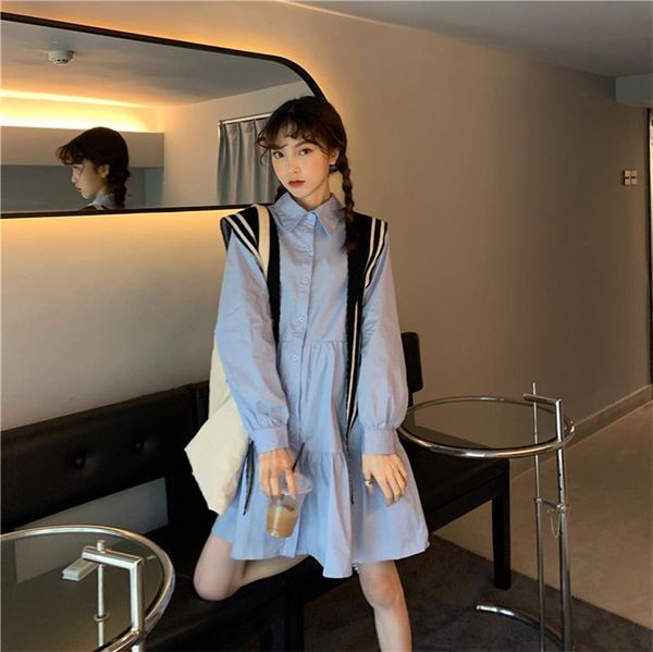casual dresses women 2021 autumn harajuku vintage ladies ulzzang korean ins solid color shawl navy collar shirt loose female dress, Black;gray
casual dresses women 2021 autumn harajuku vintage ladies ulzzang korean ins solid color shawl navy collar shirt loose female dress, Black;gray