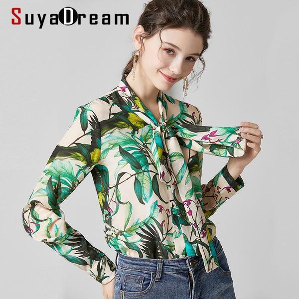 women's blouses & shirts suyadream women printed 100% silk crepe 2021 spring long sleeved bow collar casual blouse shirt, White
women's blouses & shirts suyadream women printed 100% silk crepe 2021 spring long sleeved bow collar casual blouse shirt, White