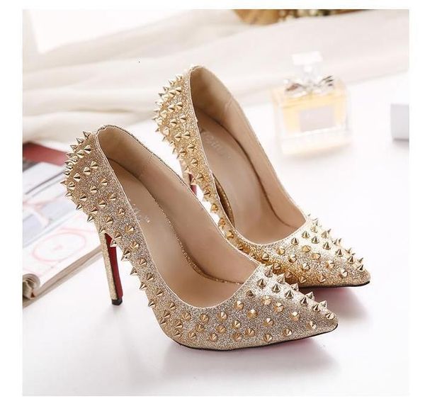 dress shoes arrival rivets designer pumps 12cm thin high-heeled pointed toe gold silver lady banquet shoes nightclub single size 35-40 65si, Black
dress shoes arrival rivets designer pumps 12cm thin high-heeled pointed toe gold silver lady banquet shoes nightclub single size 35-40 65si, Black