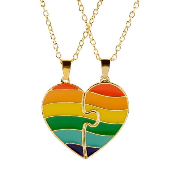 couple necklace jewelry heart shape rainbow color charm pendant trendy long chain gift for men women necklaces, Silver
couple necklace jewelry heart shape rainbow color charm pendant trendy long chain gift for men women necklaces, Silver