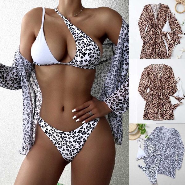 women's swimwear swimsuit women 2021 summer 3 piece printing bikini set ladies one-shoulder suit fashion cover up beachwear, White;black
women's swimwear swimsuit women 2021 summer 3 piece printing bikini set ladies one-shoulder suit fashion cover up beachwear, White;black